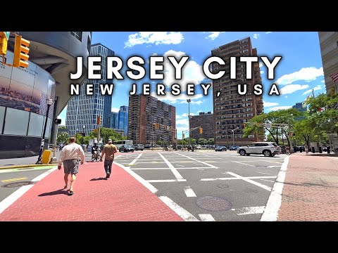 New Jersey Walking Tour, USA - Downtown Jersey City - 4K