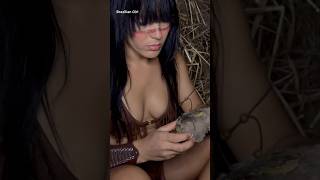 Beauty GIRL - Shelter Primitive - Primitive STOVE Asmr #survival #relaxing