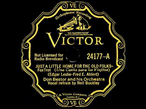 Just A Little Home For The Old Folks / Just Because You're You - Don Bestor And His Orchestra (1932)