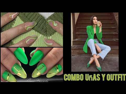 COMBO DE UÑAS Y OUTFITS COLOR VERDE 2021#VERDEQUETZAL #OUTFITSCONVERDE #UÑASCOLORVER #TREDY #2021