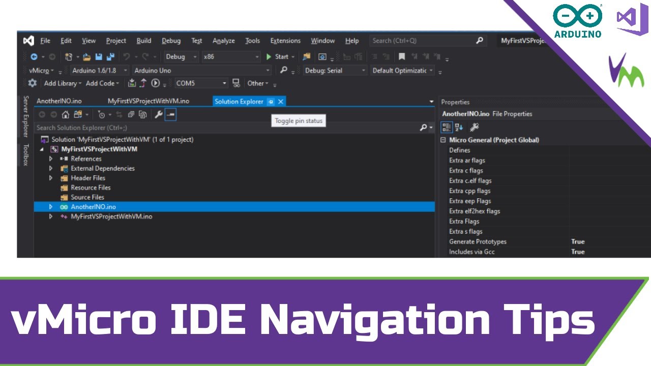 Visual Micro + Visual Studio: IDE Navigation Tips and Help