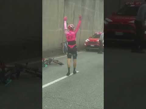 OUCH 😩 Bettiol is knocked off his bike by an official who was helping with another crash 😱 #crash