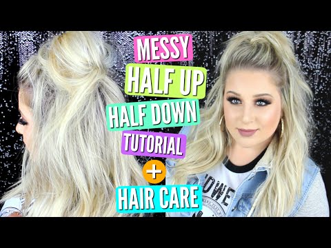 Messy Half Up Half Down Hair Tutorial + Current Blonde Hair Care Favorites!! | Ruby Remix Video
