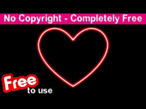 Red Heart Pulse Neon Effect on Black Screen- No Copyright,  Stock Animations