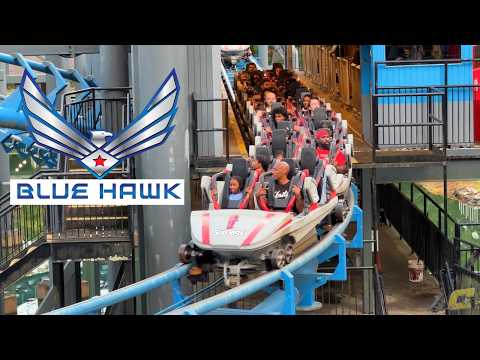 Off-ride footage of a Blue Hawk train