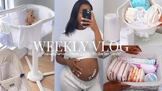 VLOG: BEDSIDE NURSERY + HALO BASSINET + DIAPER CADDY + POSTPARTUM BASKET + 37 WEEKS PREGNANT