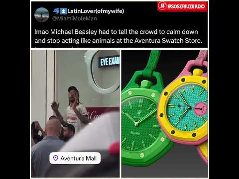 MICHAEL BEASLEY BREAKS BAD NEWS TO ANGRY SWATCH X AP MOB AT AVENTURA MALL!