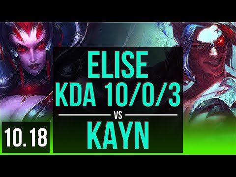 ELISE vs KAYN (JUNGLE) | 4 early solo kills, KDA 10/0/3, Legendary | EUW Diamond | v10.18