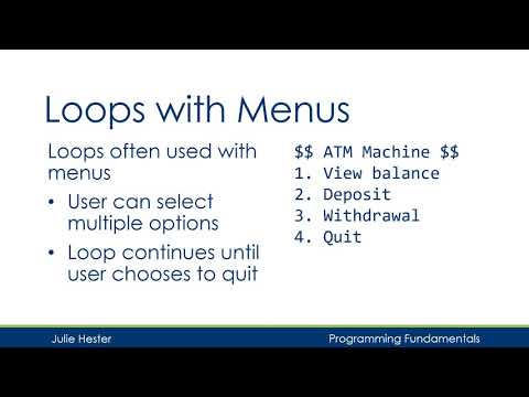 Loops: Menus with do while loops and switch statements in C++ tutorial / demo