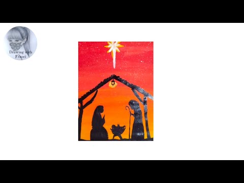Christmas Crib Easy Acrylic Painting For Beginners - Step By Step / Daily Art Challenge