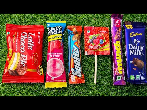 ASMR Most Popular Candys / some lots of colorful rainbow lollipop candy / unpacking chocolate eat