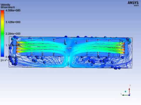 velocity flow stream lines animation ( cold store ) part ( 5 ) Top view