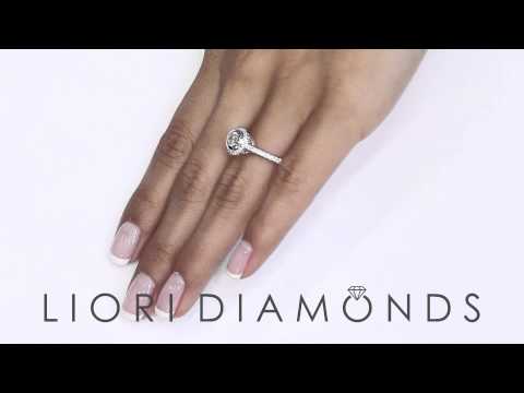ER - 0280 - 1.02 Ct. F-I1 Natural Round Diamond Engagement Ring 14k Pave Halo Vintage Style