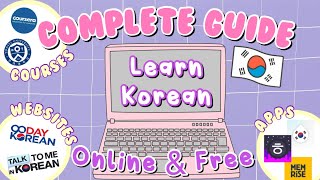 THE ULTIMATE GUIDE ON HOW TO LEARN KOREAN ONLINE & FREE: all the resources you need to know 👩🏻‍💻💰🇰🇷