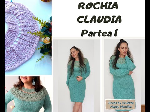 Rochie tricotata-crosetata Claudia- Tutorial Pas cu pas- partea I