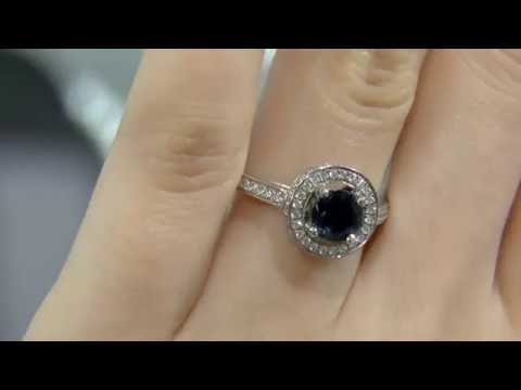 1.50 Carat Sapphire and Diamond Halo Ring GR012