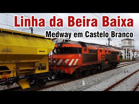 Medway freight train at Castelo Branco station, Beira Baixa railway line in Portugal