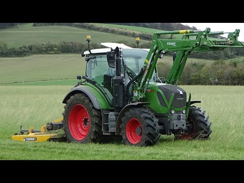 Topping grassland with NEW Fendt 312 on demo & McConnel