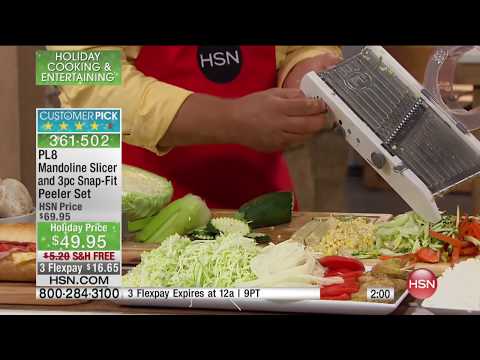 PL8 Mandoline Slicer and 3 Piece SnapFit Peeler Set | HSN