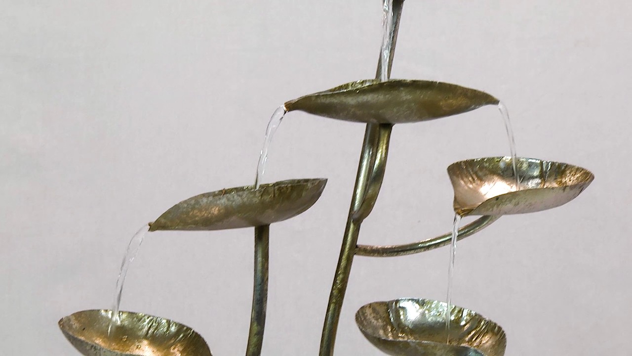 Rain Forest Leaves Cascading Metal Fountain Video