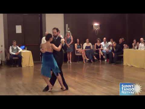  Georgia Papadogianni  and  John Kavvas  are  dancing  to  the  tango  "  Tres Esquinas  "  by  Ángel D'Agostino  at  Sunny Tango Festival  in  2018