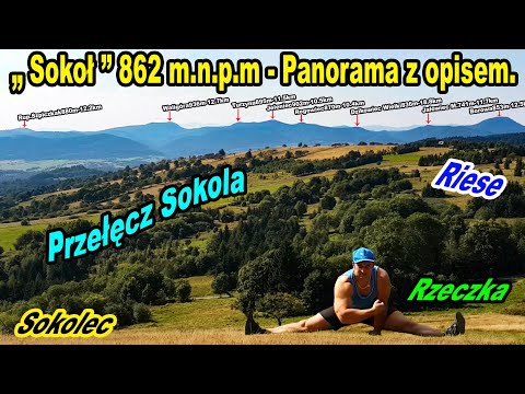 Góry Sowie-Przełęcz Sokola-Sokół 862m.n.p.m Panorama 360 z opisem.