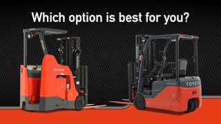 Stand Up Rider Forklift vs  3-Wheel Electric Forklift - Toyota