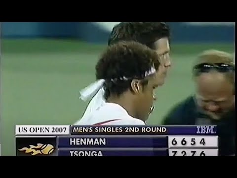 Jo-Wilfried Tsonga vs Tim Henman 2007 US Open R2 Highlights