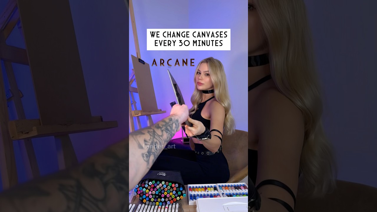 WE CHANGE CANVASES EVERY 30 MINUTES: ARCANE💎 Do you like more 1 or 2?🩷 #legueoflegend #arcane #art