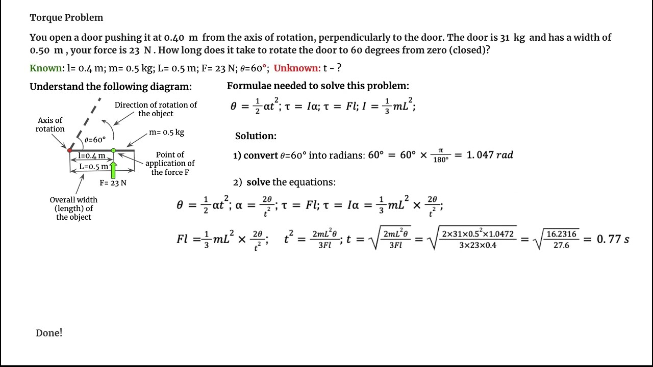 Physics - Torque - Torque Problem - Opening a Door