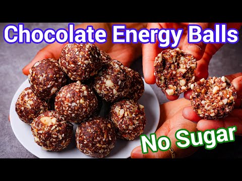 No Sugar Chocolate Energy Balls - No Bake | High Protein Dessert | Easy Healthy Snack Recipe