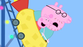 Peppa Pig Rides A Roller Coaster With Daddy Pig  K