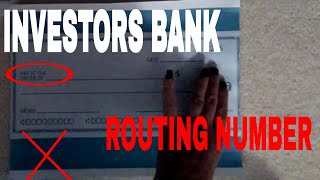 ✅  Investors Bank ABA Routing Number - Where Is It  🔴