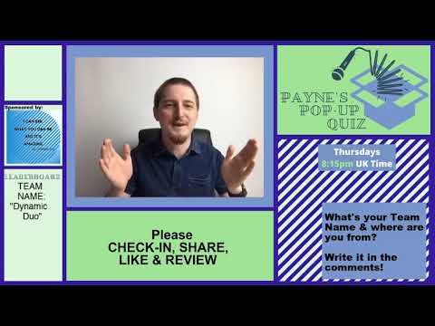 Payne’s Pop Up Quiz No 19