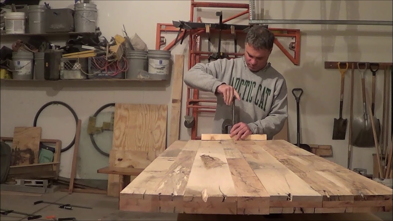 trestle table build from start to finish with reclaimed pallet hardwood  part1
