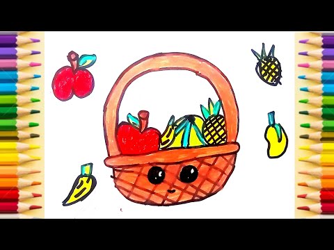 how to draw a Cute basket of fruits | Drawing For Kids |@hania horia drawing