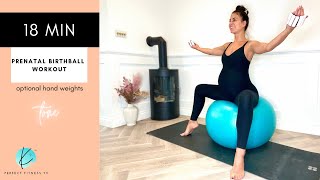 18 Min Prenatal Birth Ball Workout | Optional Hand Weights | All Trimesters