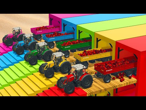 LOAD AND TRANSPORT APPLES & SOCCER BALLS WITH FENDT TRACTORS - Farming Simulator 25