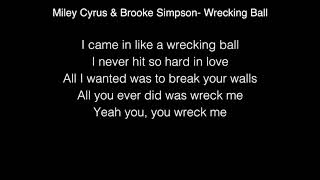 Miley Cyrus &amp; Brooke Simpson - Wrecking ball Lyrics ( The Voice 2017 )