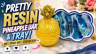 “Pretty Resin Pineapple Jar & Tray 🍍✨ DIY Epoxy Art Tutorial!”
