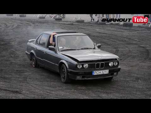 Palenie gumy BMW E30 320 "STERYD" - II Dzień Świra 2015 Jeziory Wielkie
