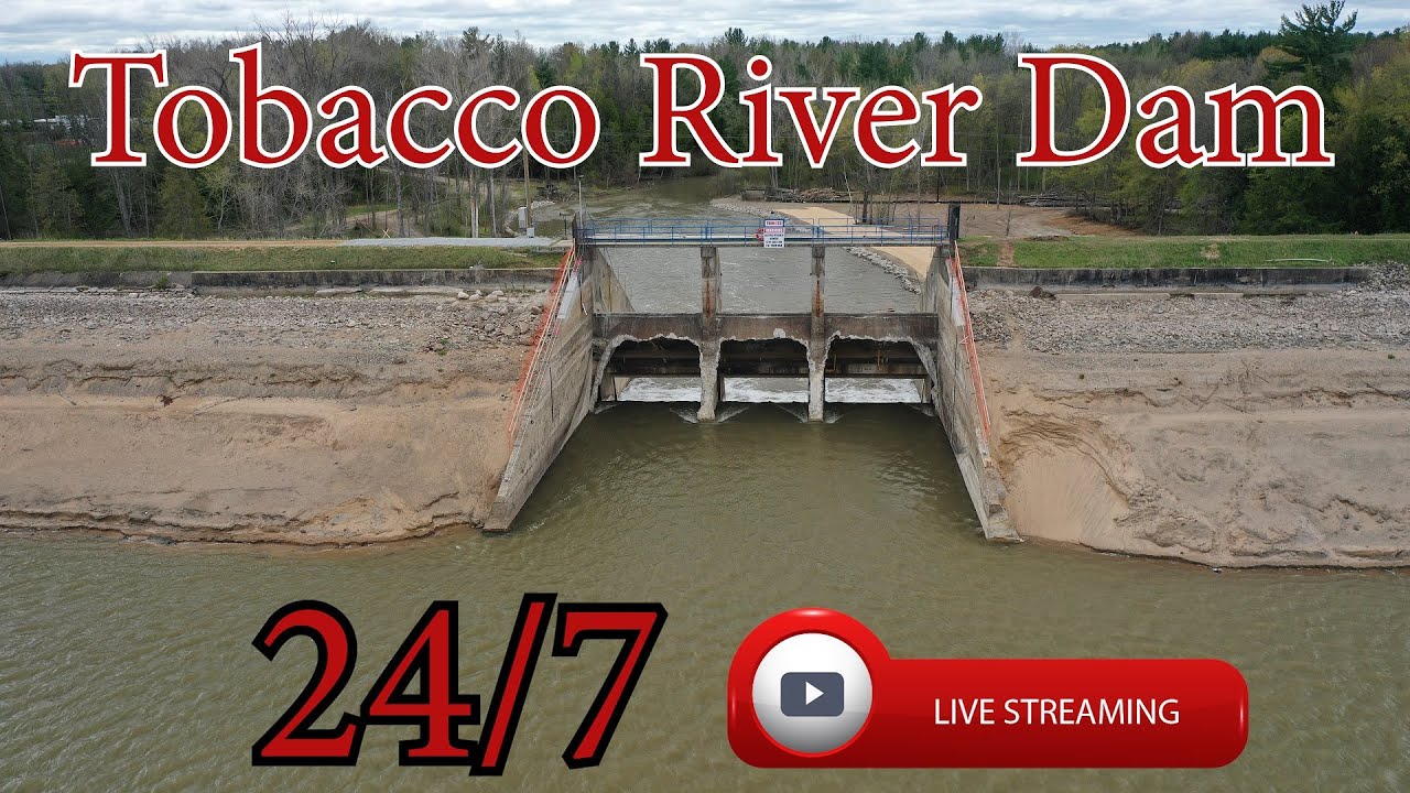 Live webcam view of Tobacco River Dam & M-30 Bridge