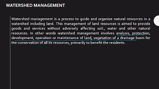 Introduction to Watershed management and Need for WSM