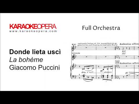 Karaoke Opera: Donde Lieta - La Bohème (Puccini) Orchestra only version with printed music