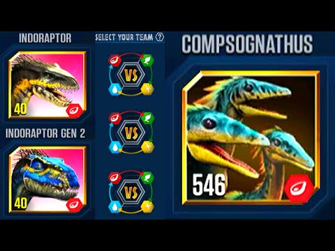 INDORAPTOR VS CARNORAPTOR VS INDORAPTOR GEN 2 VS COMPSOGNATHUS | JURASSIC WORLD THE GAME