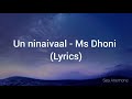 Unnaal Unnaal Un Ninaivaal Lyrics Ms Dhoni MsDhoni PalakMuchhal
