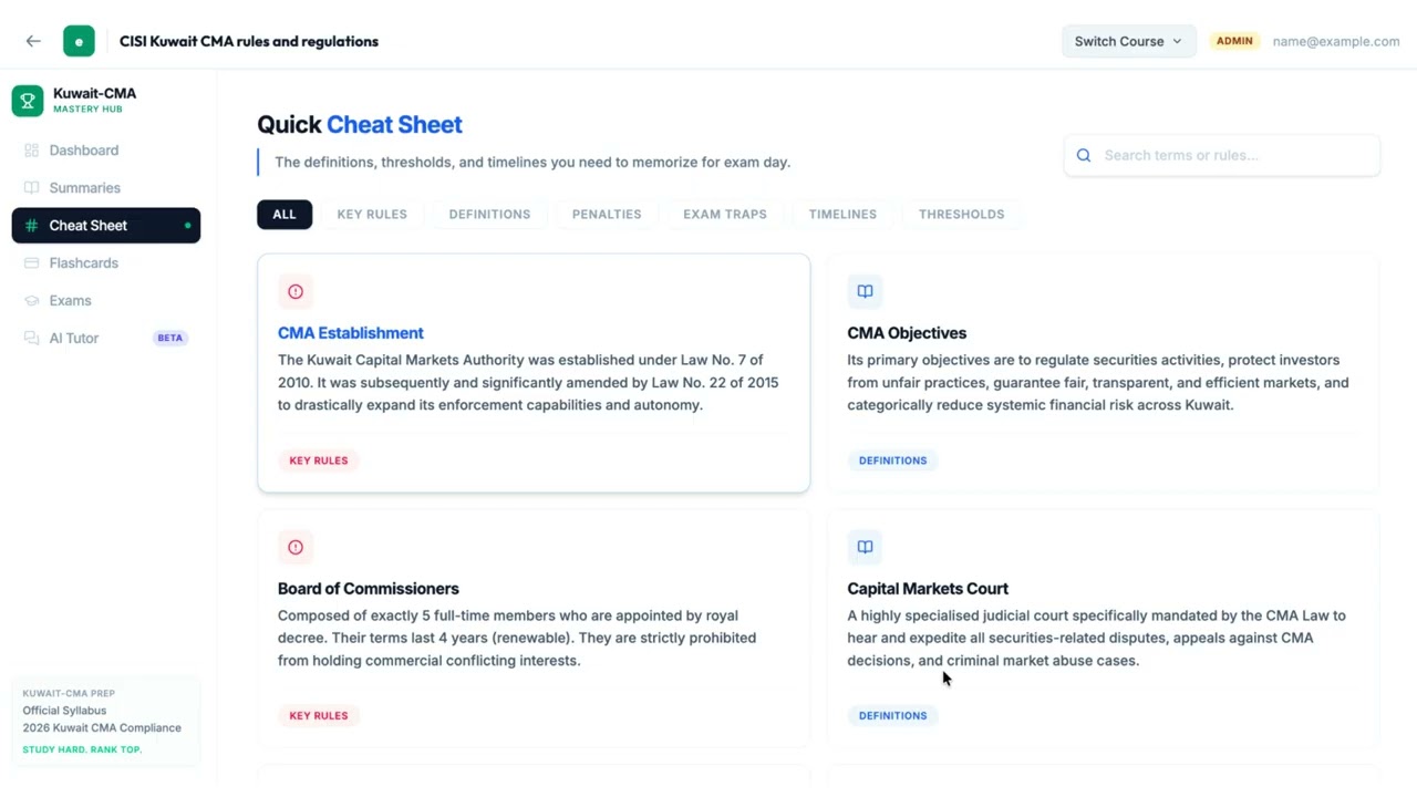 Preview of CISI Kuwait CMA rules and regulations