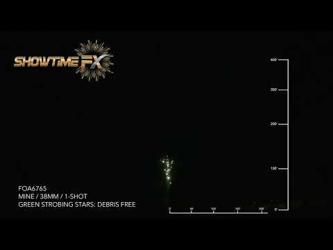 FOA6765: 38MM MINE GREEN STROBING STARS - DEBRIS FREE