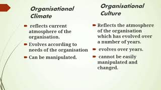Difference between Organisation Climate and Organisation Culture