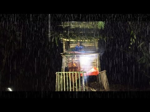 , title : 'Camping hujan deras - tidur nyenyak di pondok bambu yang hangat'